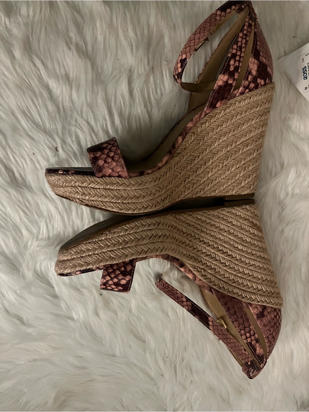 Michael Kors Pink Snake-Print Espadrille Wedge Sandals